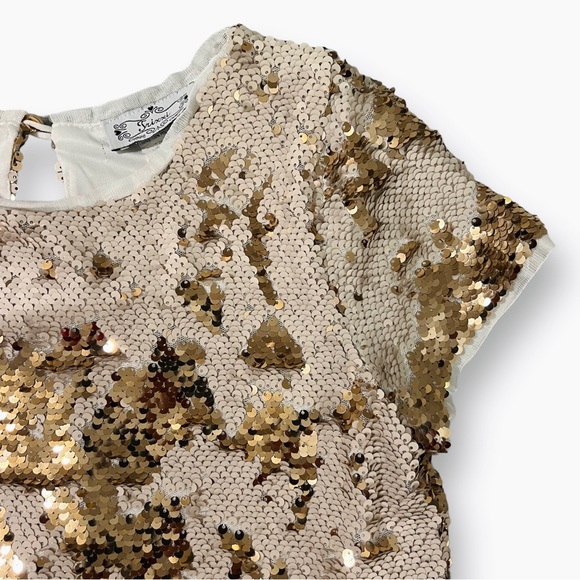 Girl’s gold sequin dress / Size L - Picture 3 of 5